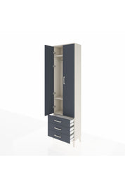 Arges Dolap 3 Raflı 3 Çekmeceli Tek Askılı 60x30x221 Aytaşı-Antrasit
