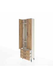 Arges Dolap 3 Raflı 3 Çekmeceli Tek Askılı 60x30x221 Aytaşı-Çam