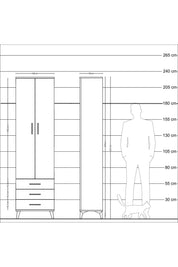 Arges Dolap 3 Raflı 3 Çekmeceli Tek Askılı 60x30x221 Aytaşı-Çam