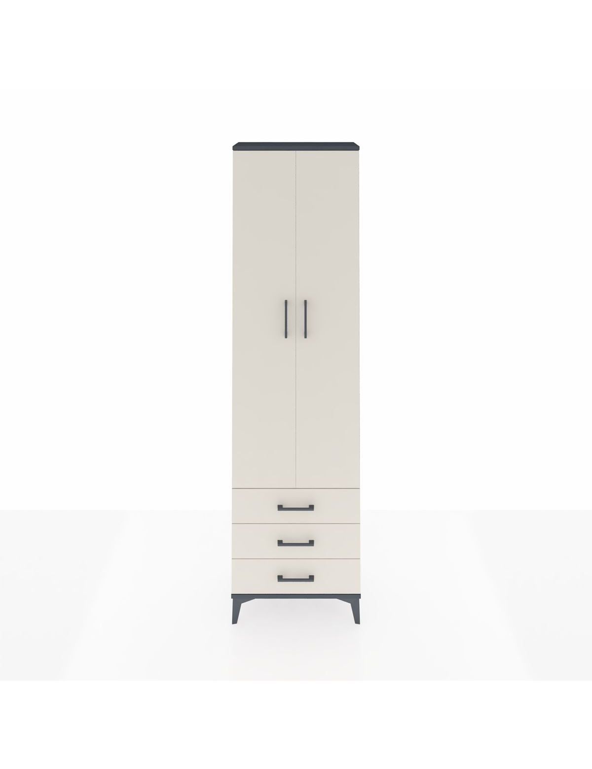 Arges Dolap 3 Raflı 3 Çekmeceli Tek Askılı 60x30x221 Antrasit-Aytaşı