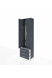 Arges Dolap 3 Raflı 3 Çekmeceli Tek Askılı 60x30x221 Antrasit-Antrasit