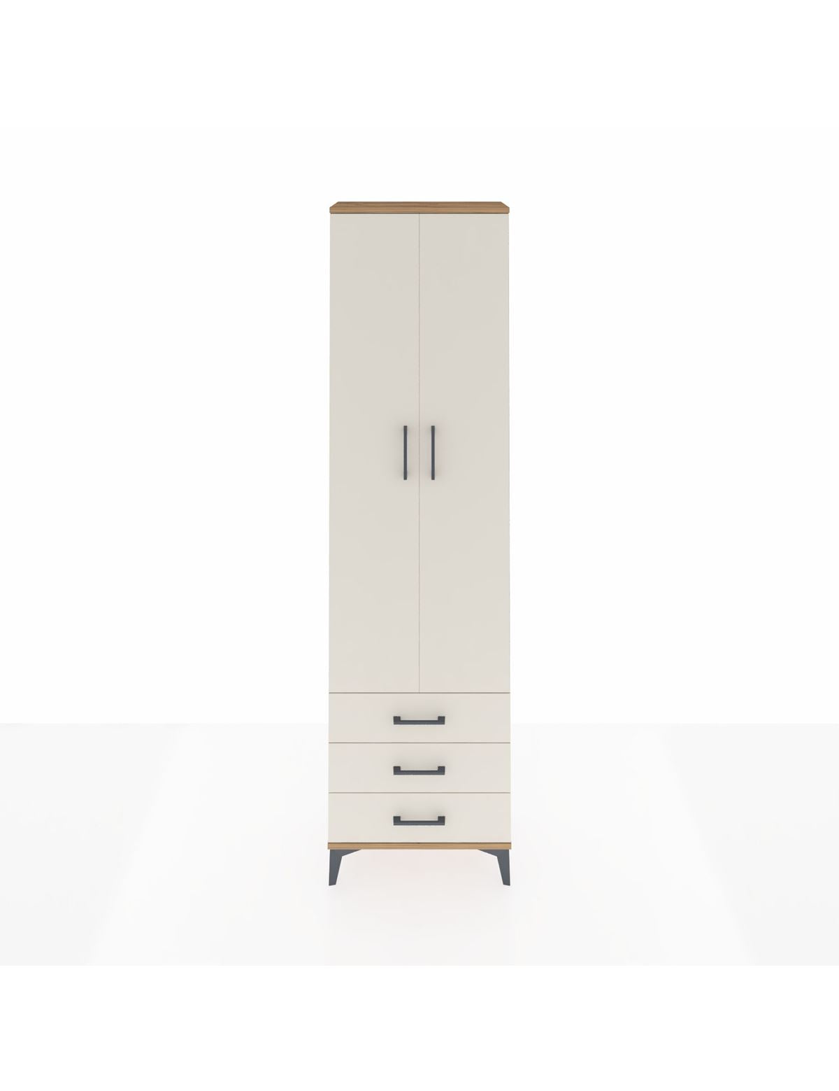 Arges Dolap 3 Raflı 3 Çekmeceli Tek Askılı 60x30x221 Çam-Aytaşı