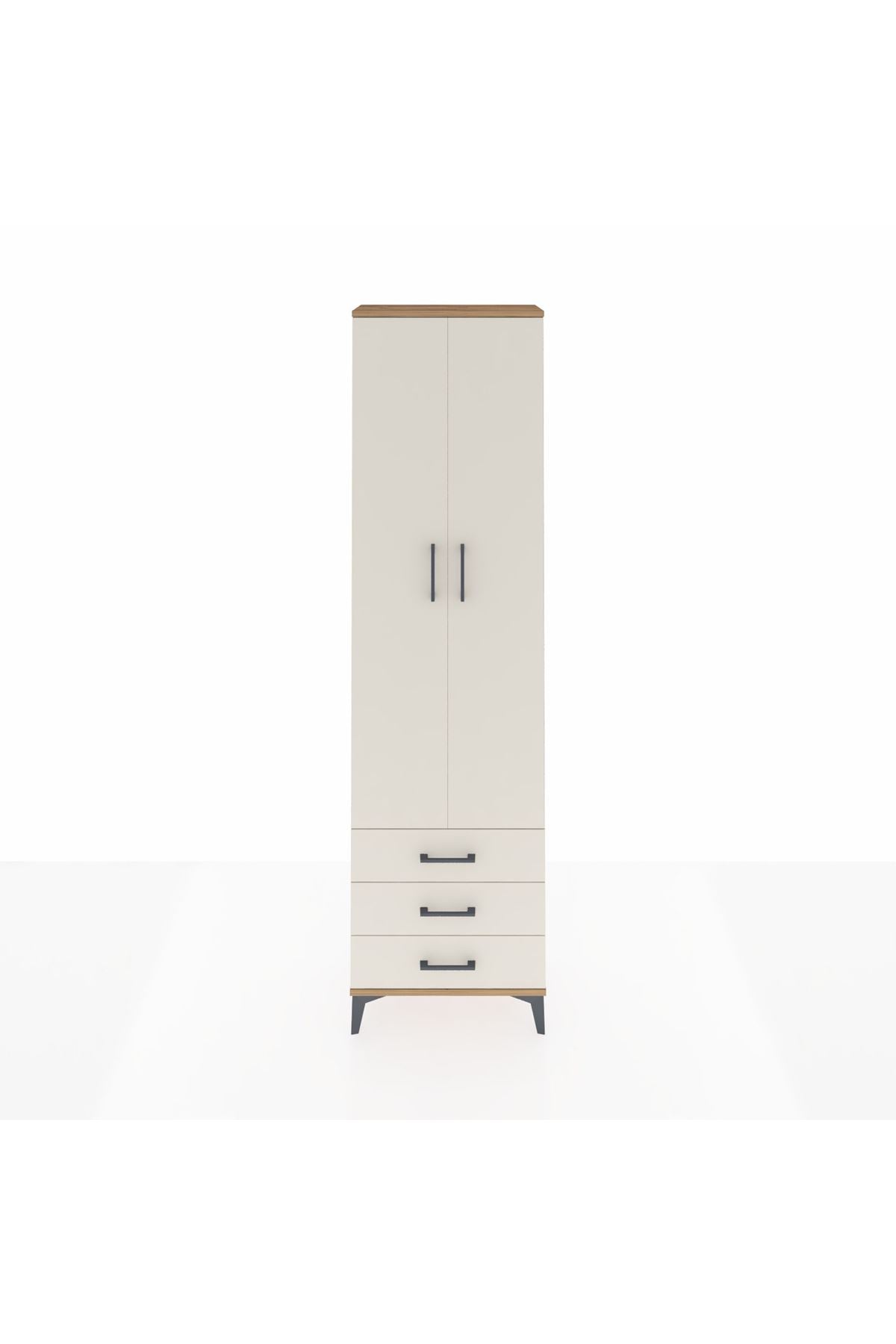 Arges Dolap 3 Raflı 3 Çekmeceli Tek Askılı 60x30x221 Çam-Aytaşı