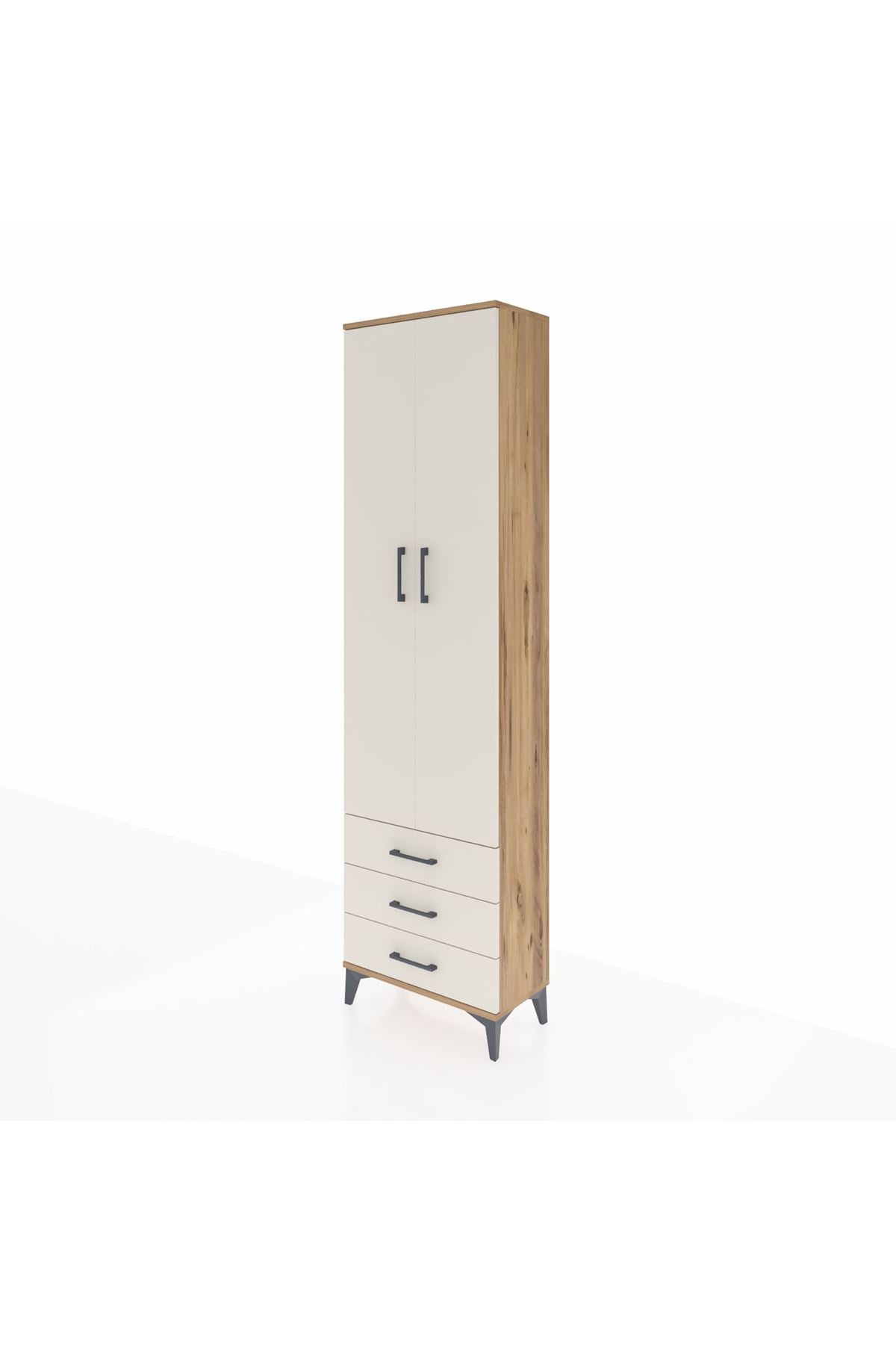 Arges Dolap 3 Raflı 3 Çekmeceli Tek Askılı 60x30x221 Çam-Aytaşı