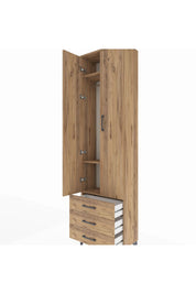 Arges Dolap 3 Raflı 3 Çekmeceli Tek Askılı 60x30x221 Çam-Çam