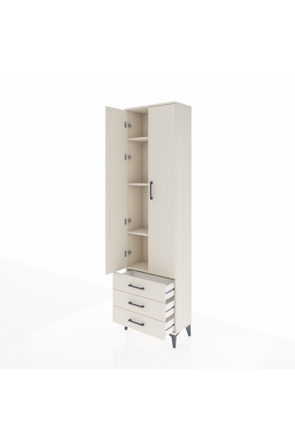 Arges Dolap 4 Raflı 3 Çekmeceli 2 Kapaklı 60x30x221 Aytaşı-Aytaşı