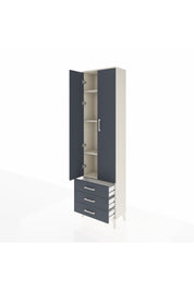 Arges Dolap 4 Raflı 3 Çekmeceli 2 Kapaklı 60x30x221 Aytaşı-Antrasit