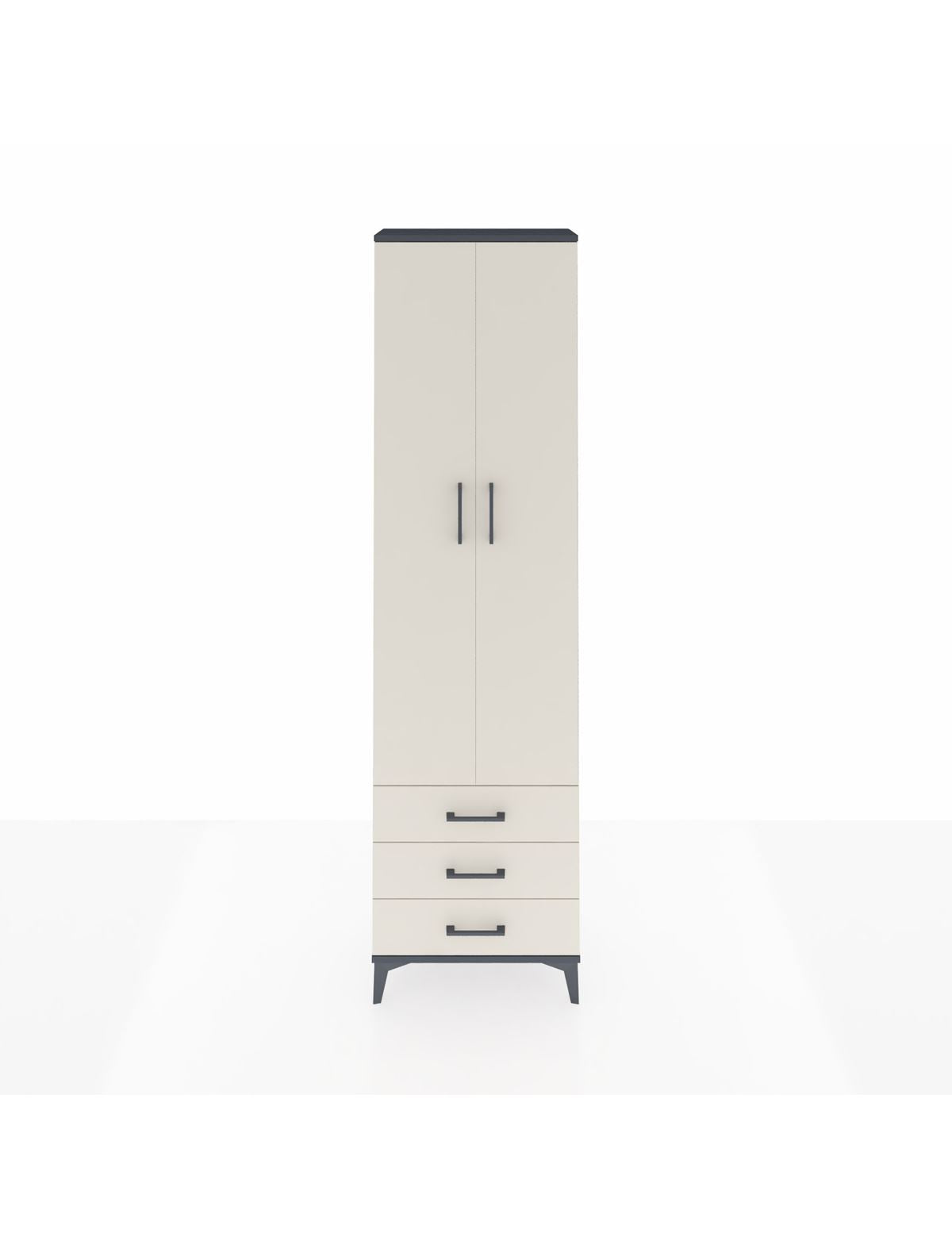 Arges Dolap 4 Raflı 3 Çekmeceli 2 Kapaklı 60x30x221 Antrasit-Aytaşı