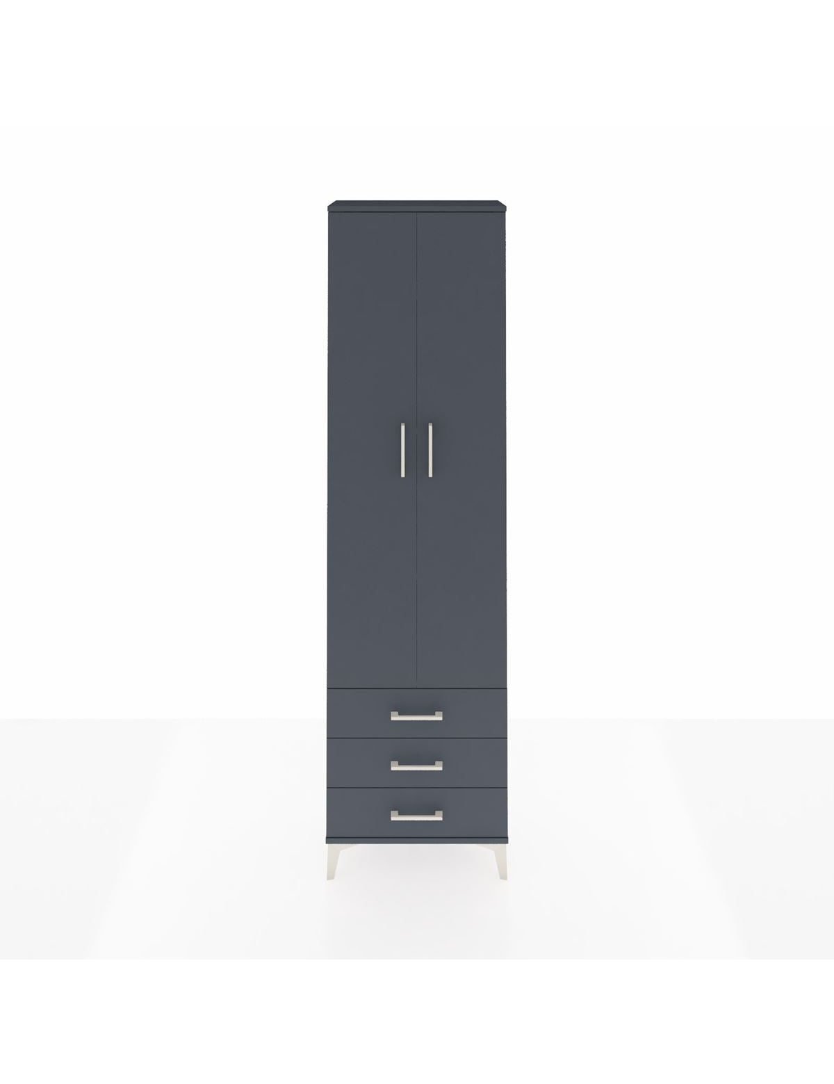Arges Dolap 4 Raflı 3 Çekmeceli 2 Kapaklı 60x30x221 Antrasit-Antrasit