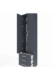 Arges Dolap 4 Raflı 3 Çekmeceli 2 Kapaklı 60x30x221 Antrasit-Antrasit