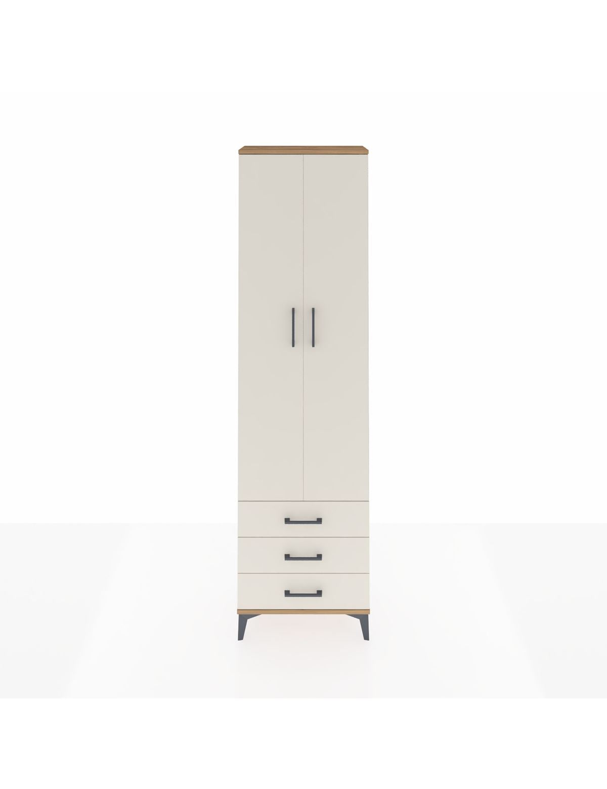 Arges Dolap 4 Raflı 3 Çekmeceli 2 Kapaklı 60x30x221 Çam-Aytaşı