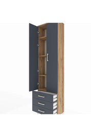 Arges Dolap 4 Raflı 3 Çekmeceli 2 Kapaklı 60x30x221 Çam-Antrasit