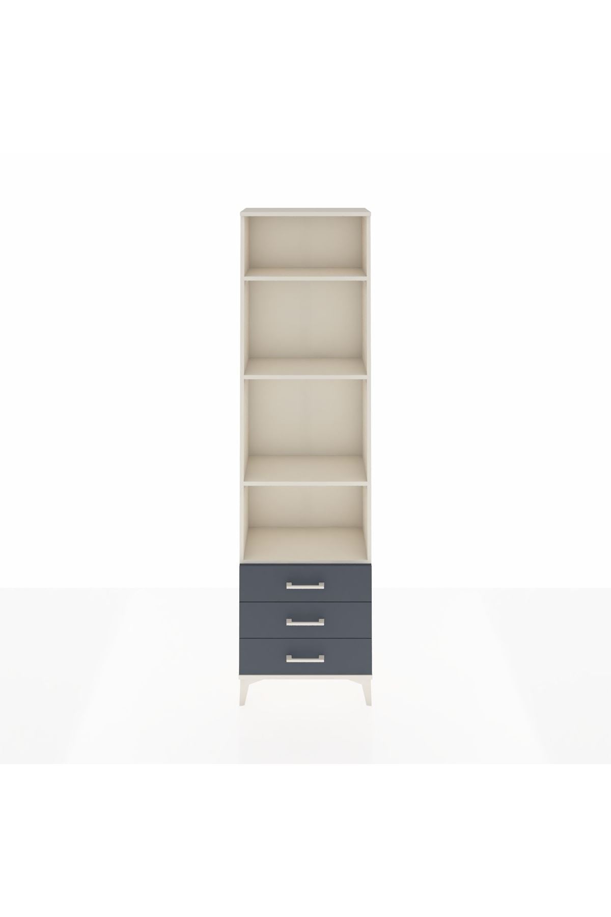 Arges Dolap 4 Raflı 3 Çekmeceli 60x30x221 Aytaşı-Antrasit