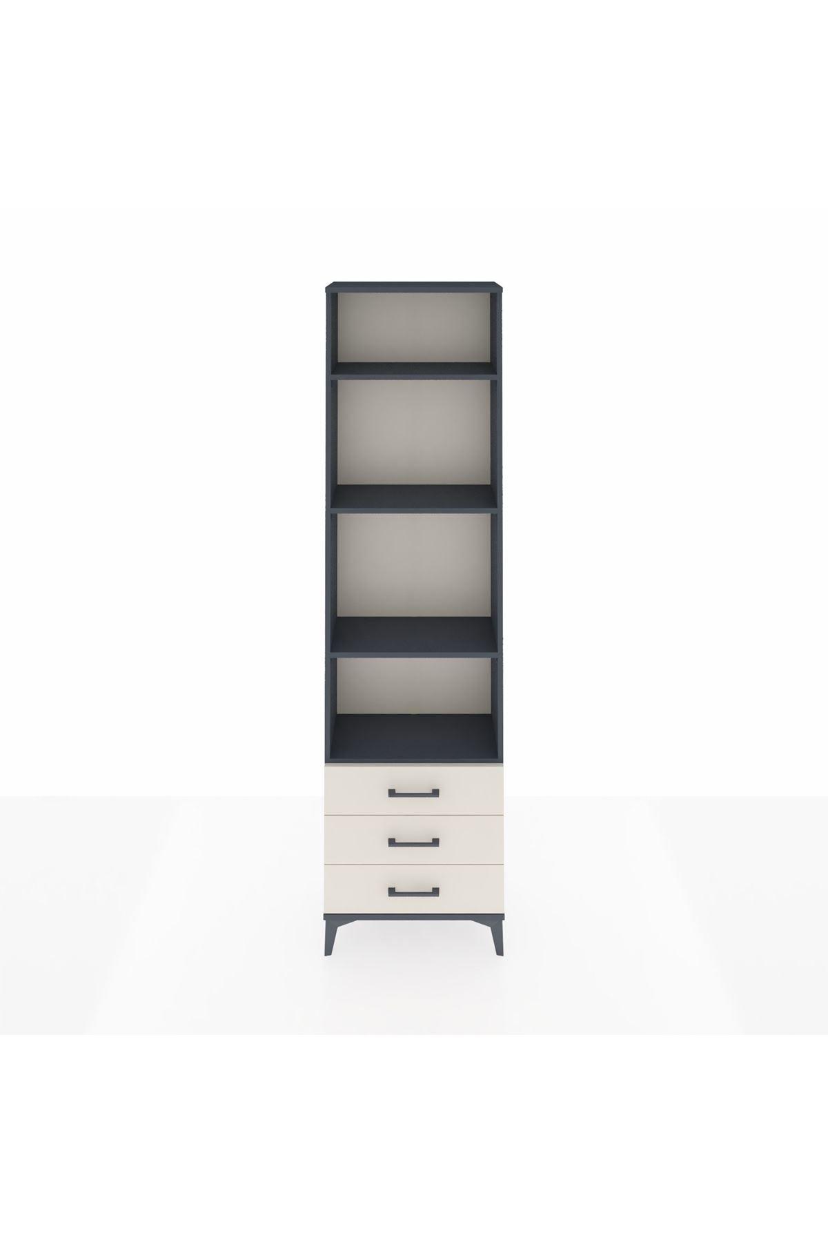 Arges Dolap 4 Raflı 3 Çekmeceli 60x30x221 Antrasit-Aytaşı