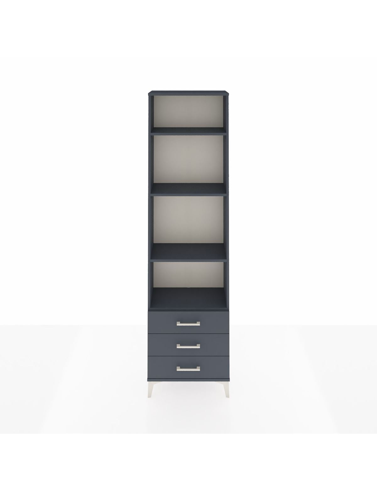 Arges Dolap 4 Raflı 3 Çekmeceli 60x30x221 Antrasit-Antrasit