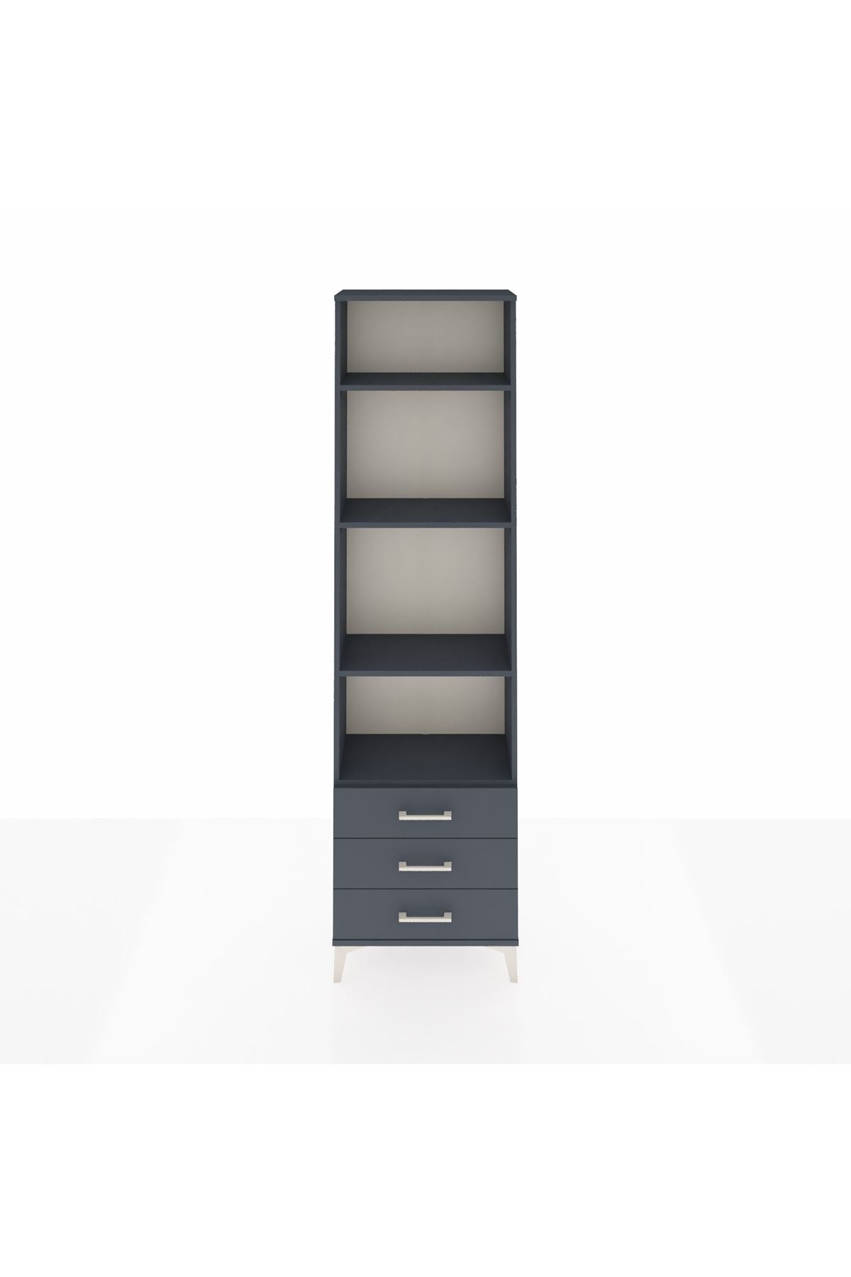 Arges Dolap 4 Raflı 3 Çekmeceli 60x30x221 Antrasit-Antrasit