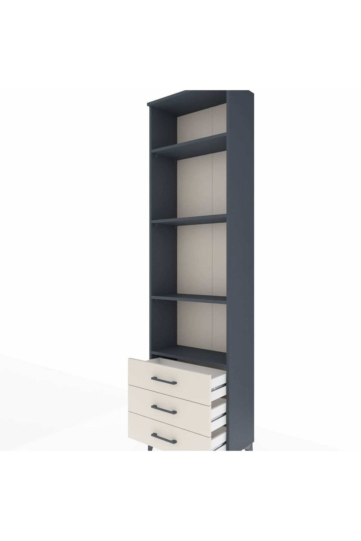 Arges Dolap 4 Raflı 3 Çekmeceli 60x30x221 Antrasit-Aytaşı