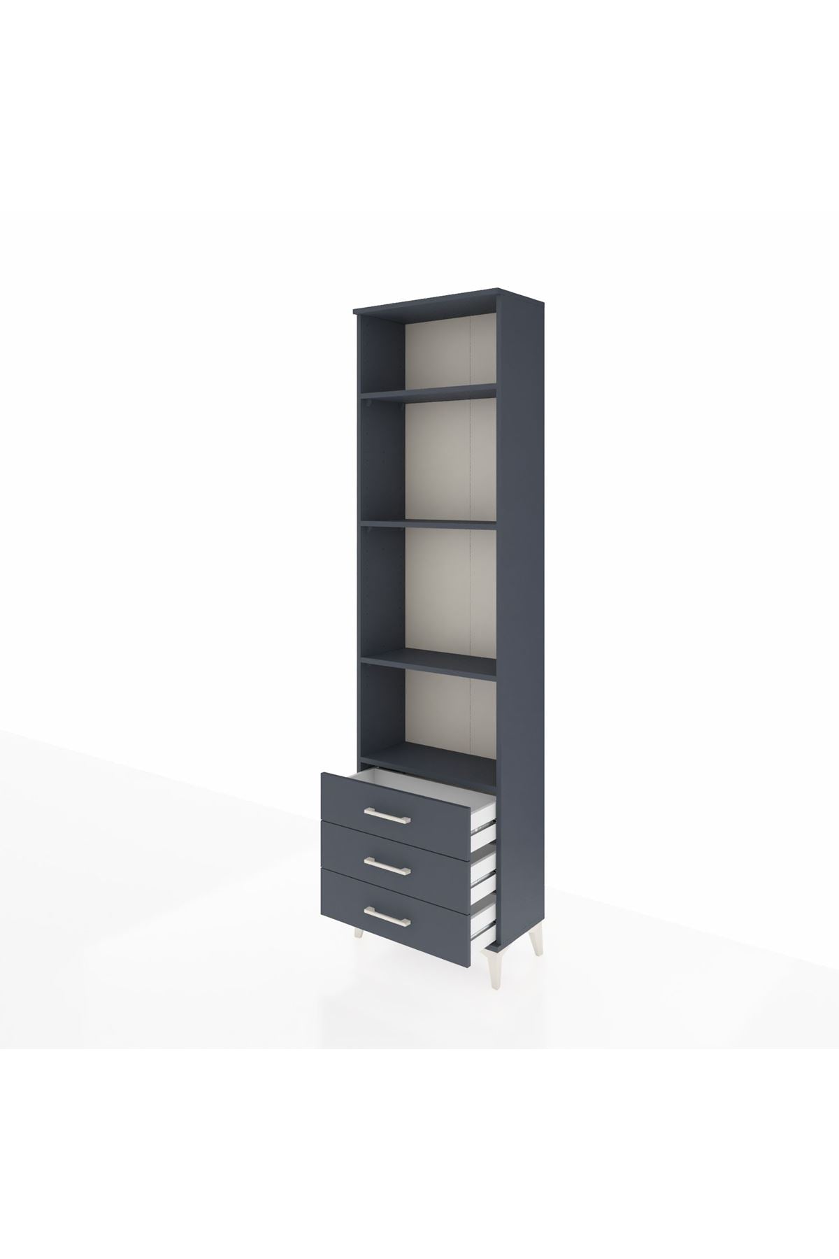 Arges Dolap 4 Raflı 3 Çekmeceli 60x30x221 Antrasit-Antrasit