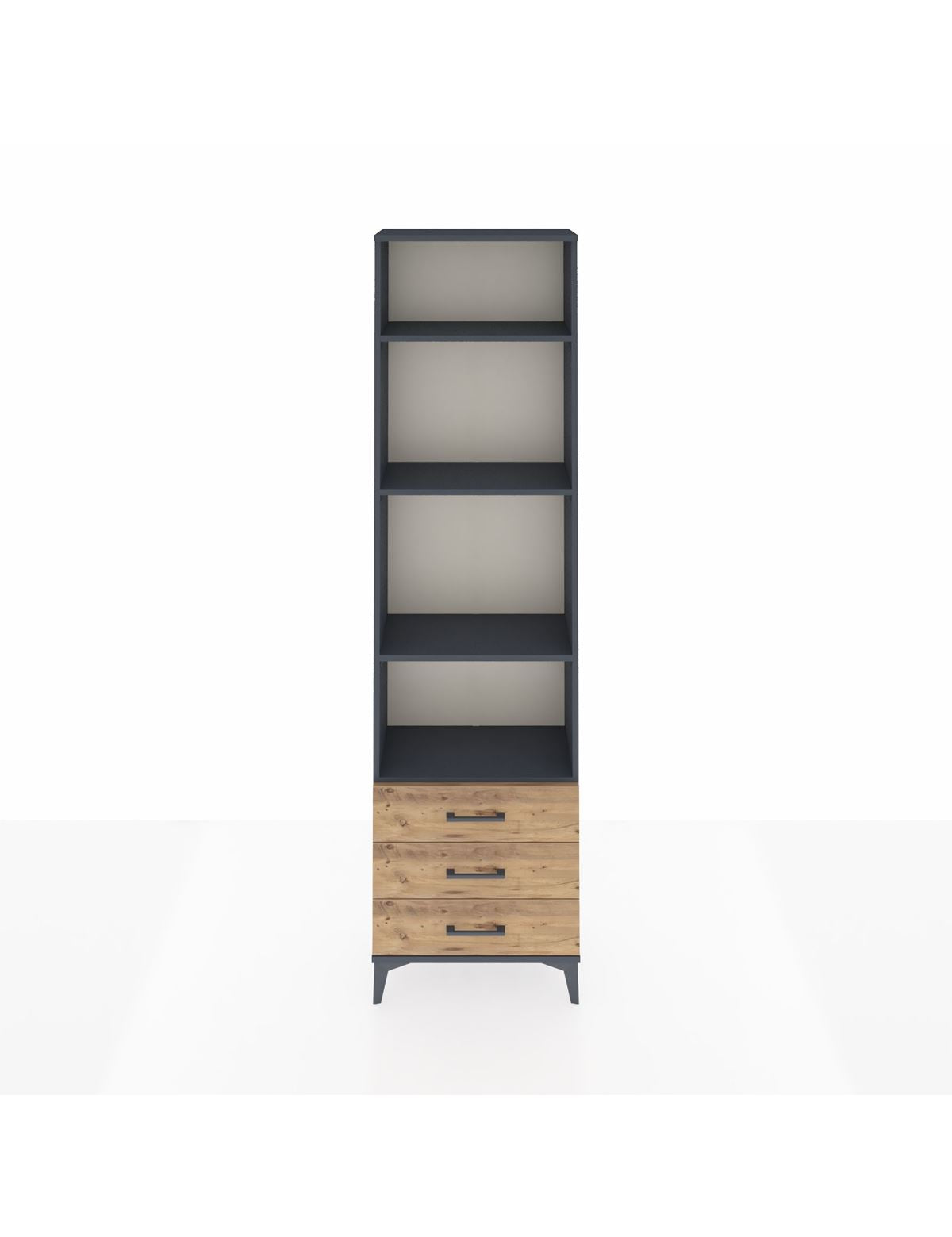 Arges Dolap 4 Raflı 3 Çekmeceli 60x30x221 Antrasit-Çam