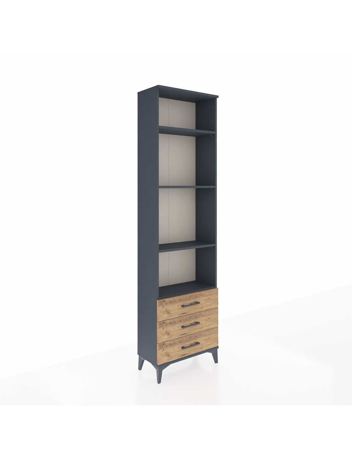 Arges Dolap 4 Raflı 3 Çekmeceli 60x30x221 Antrasit-Çam