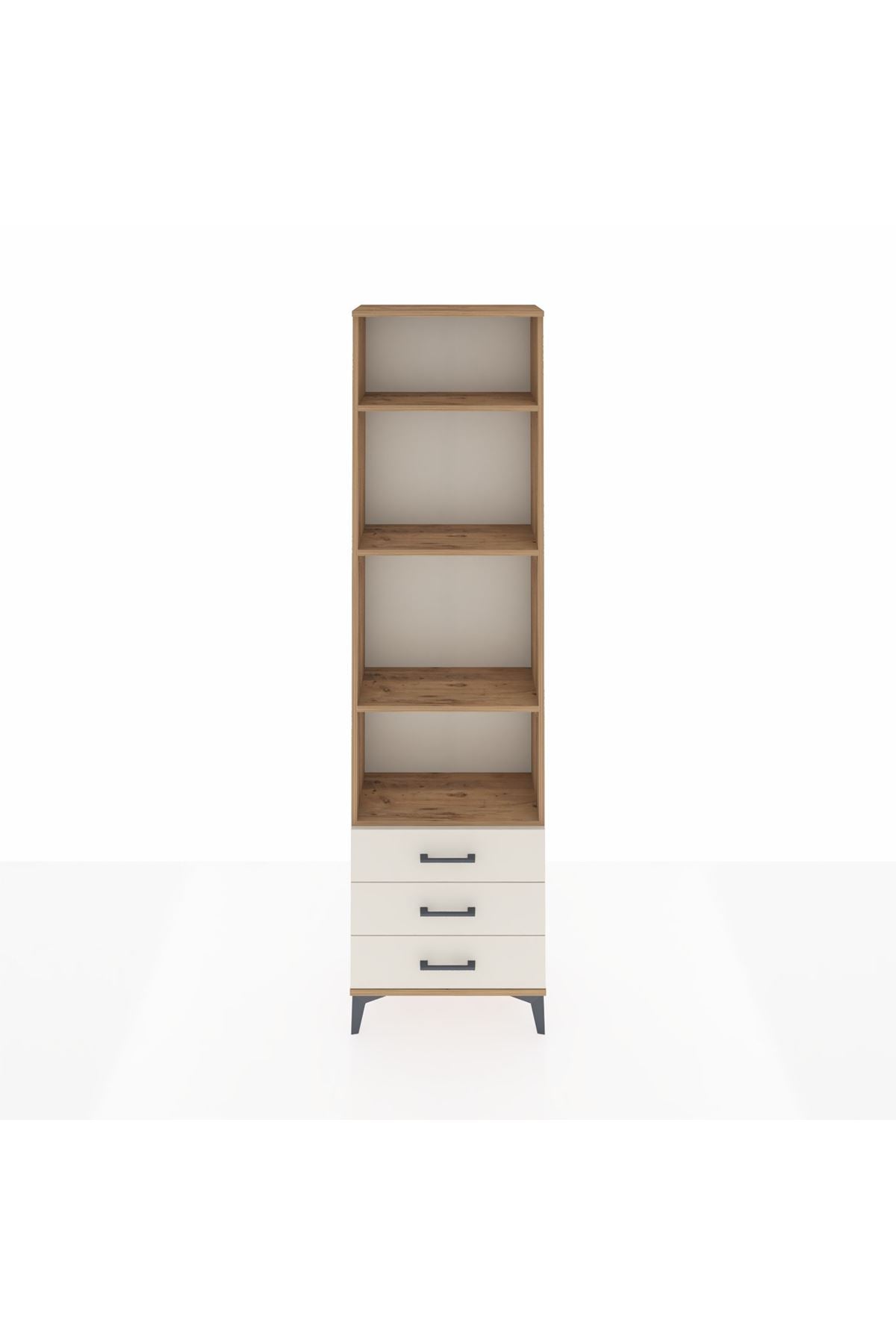 Arges Dolap 4 Raflı 3 Çekmeceli 60x30x221 Çam-Aytaşı