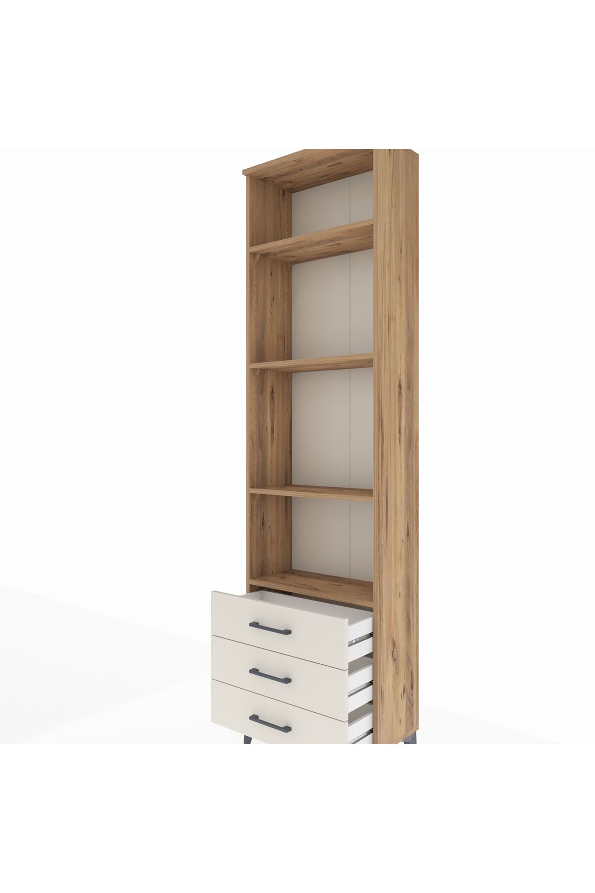 Arges Dolap 4 Raflı 3 Çekmeceli 60x30x221 Çam-Aytaşı