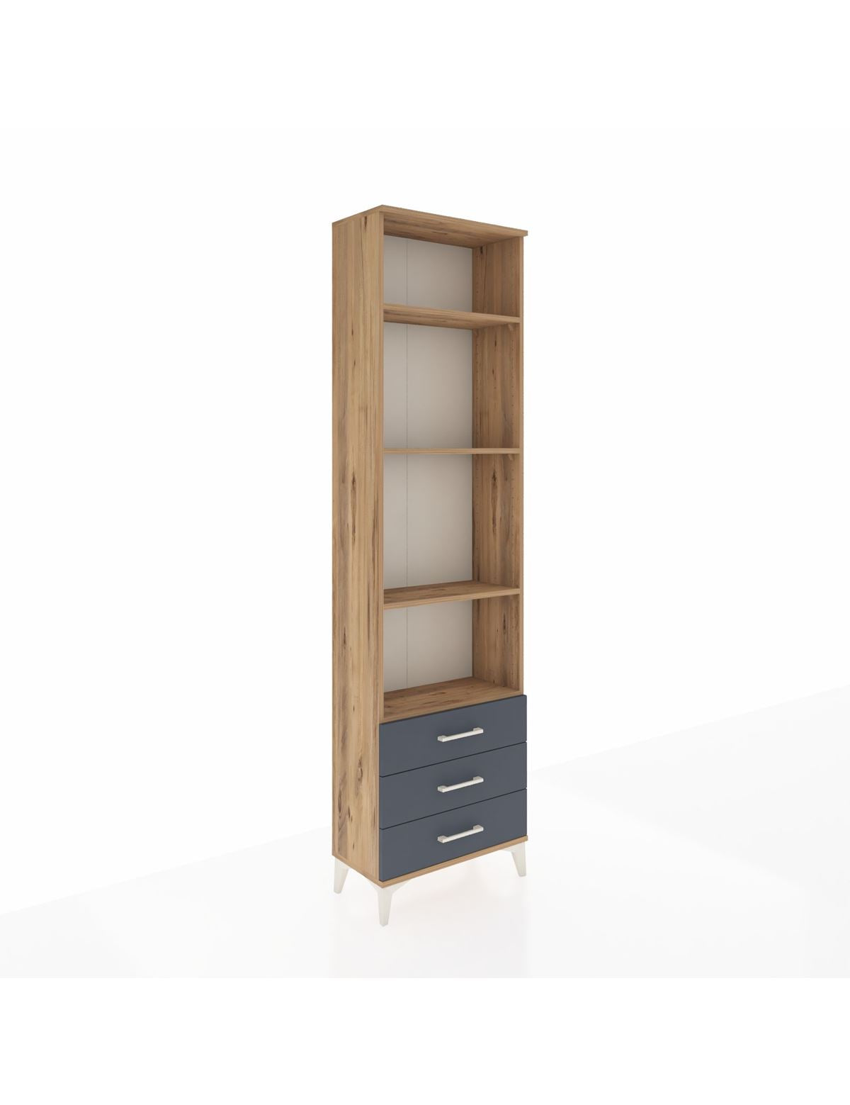 Arges Dolap 4 Raflı 3 Çekmeceli 60x30x221 Çam-Antrasit