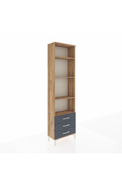 Arges Dolap 4 Raflı 3 Çekmeceli 60x30x221 Çam-Antrasit