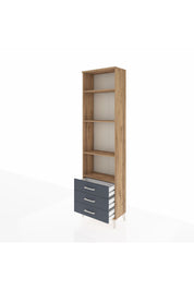 Arges Dolap 4 Raflı 3 Çekmeceli 60x30x221 Çam-Antrasit