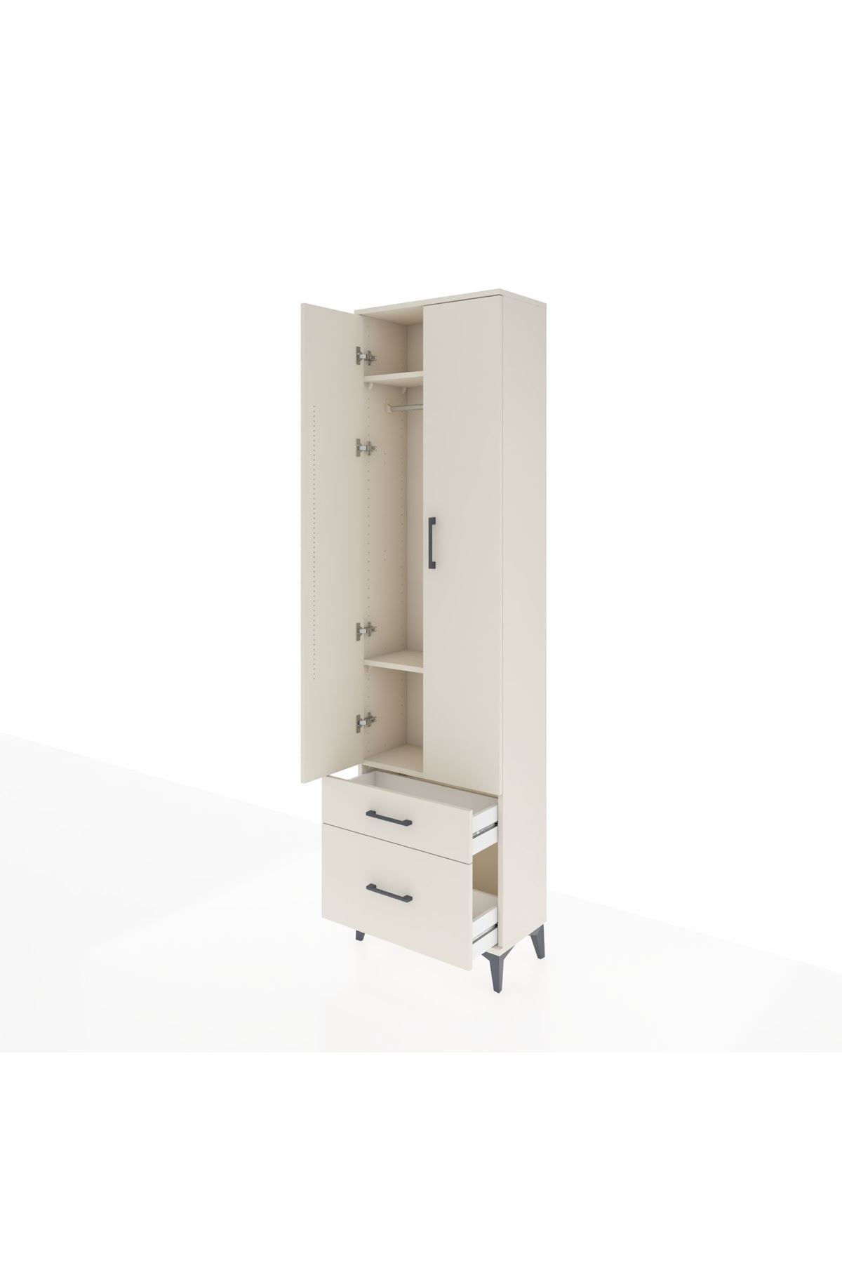 Arges Dolap 3 Raflı 2 Çekmeceli Tek Askılı 60x30x221 - S29M018V1A