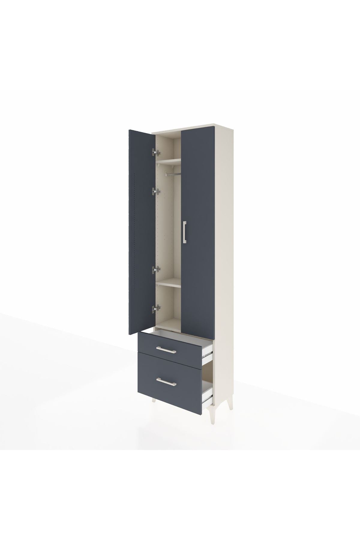 Arges Dolap 3 Raflı 2 Çekmeceli Tek Askılı 60x30x221 Aytaşı-Antrasit