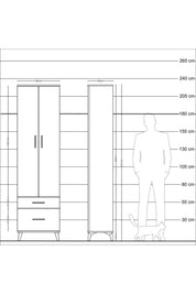 Arges Dolap 3 Raflı 2 Çekmeceli Tek Askılı 60x30x221 Aytaşı-Antrasit