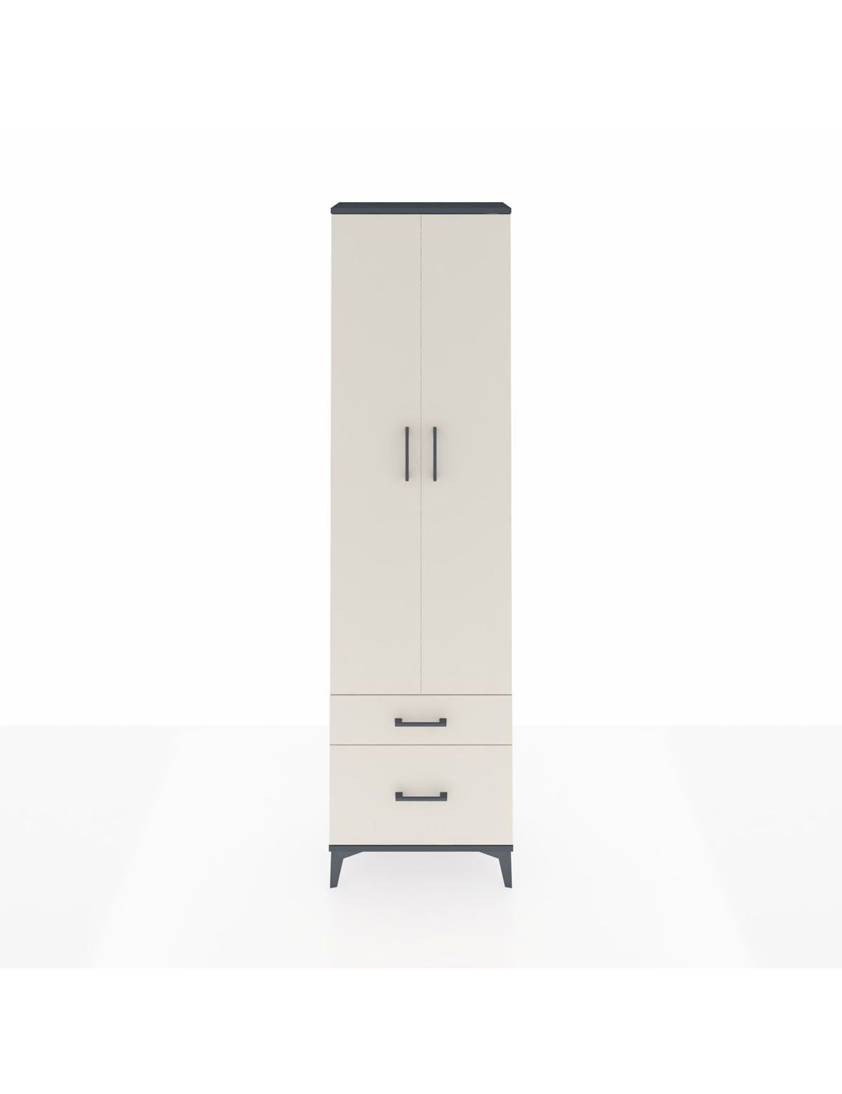 Arges Dolap 3 Raflı 2 Çekmeceli Tek Askılı 60x30x221 Antrasit-Aytaşı