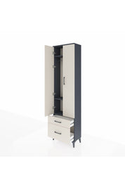 Arges Dolap 3 Raflı 2 Çekmeceli Tek Askılı 60x30x221 Antrasit-Aytaşı