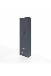Arges Dolap 3 Raflı 2 Çekmeceli Tek Askılı 60x30x221 Antrasit-Antrasit