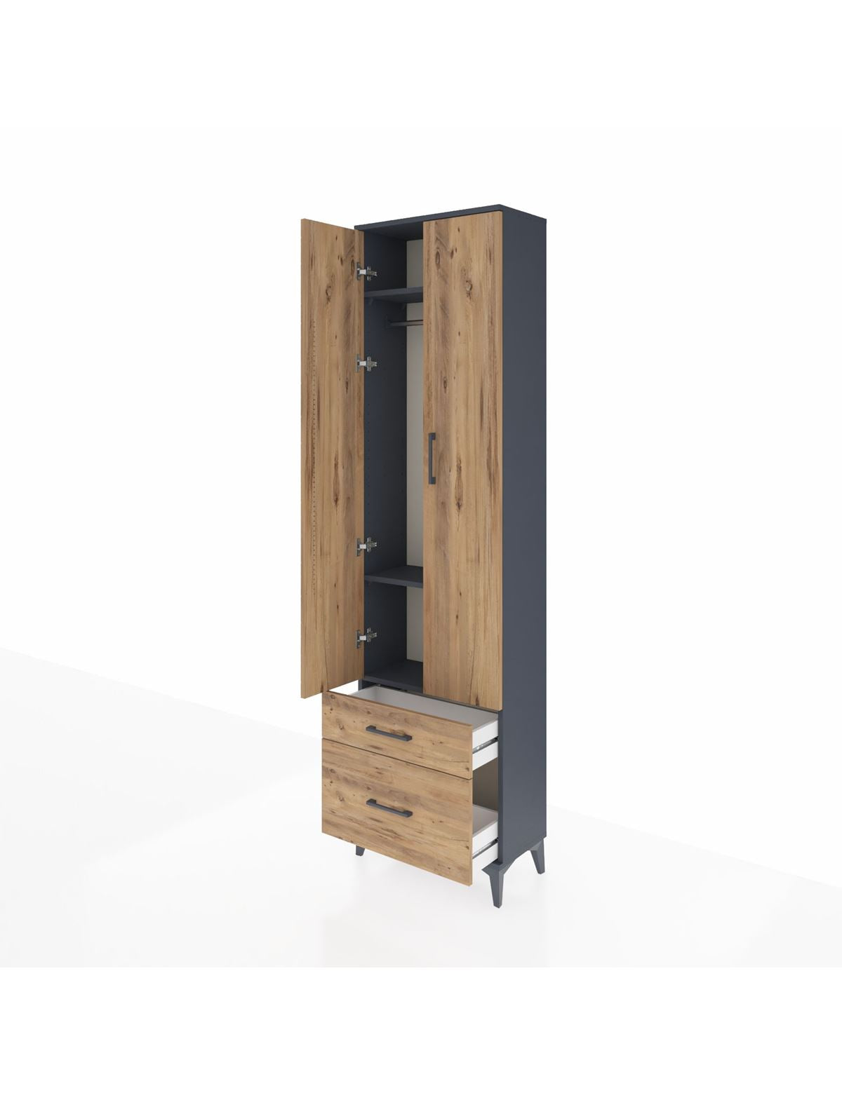 Arges Dolap 3 Raflı 2 Çekmeceli Tek Askılı 60x30x221 - S29M018V6A