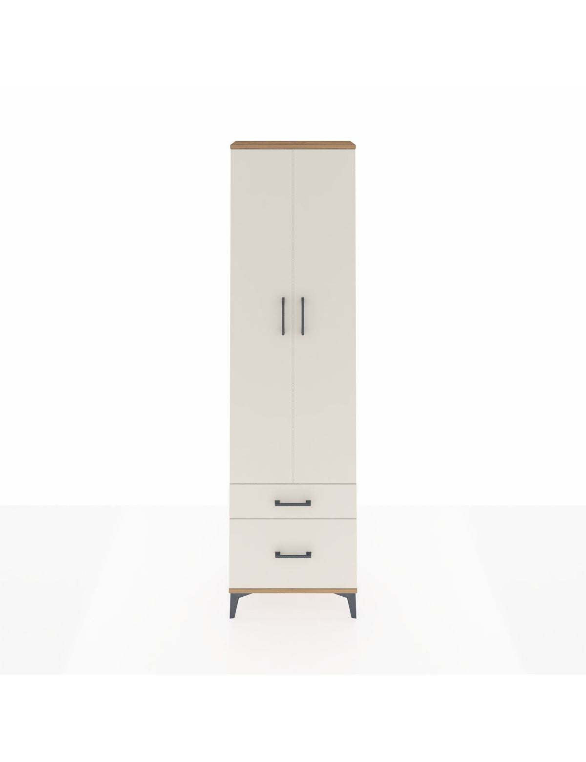 Arges Dolap 3 Raflı 2 Çekmeceli Tek Askılı 60x30x221 Çam-Aytaşı