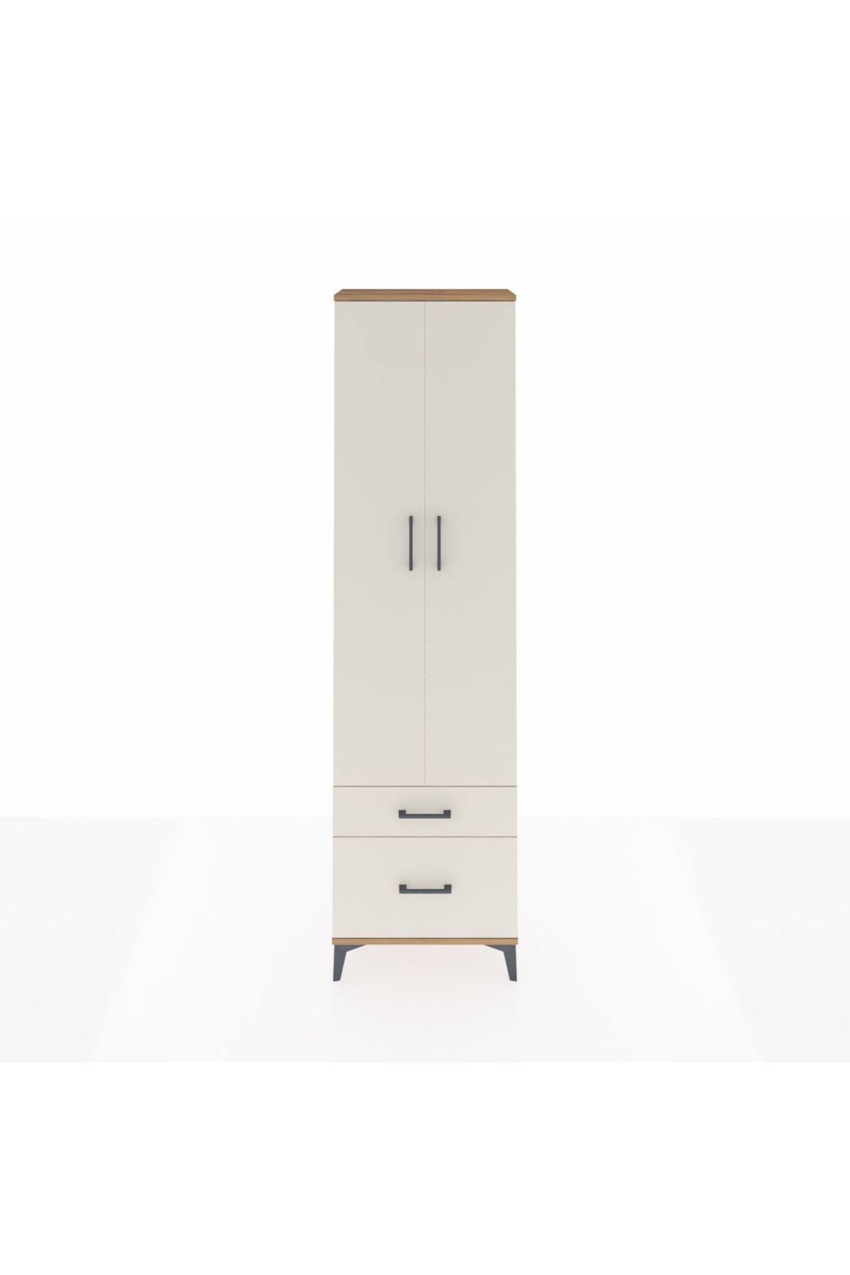 Arges Dolap 3 Raflı 2 Çekmeceli Tek Askılı 60x30x221 Çam-Aytaşı