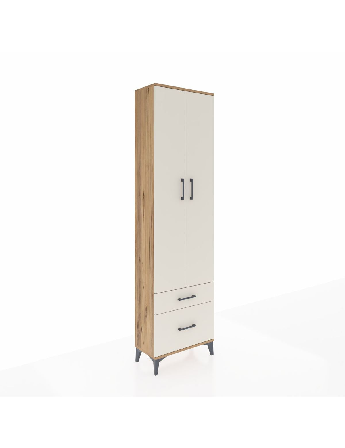 Arges Dolap 3 Raflı 2 Çekmeceli Tek Askılı 60x30x221 Çam-Aytaşı