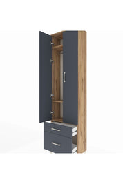 Arges Dolap 3 Raflı 2 Çekmeceli Tek Askılı 60x30x221 Çam-Antrasit