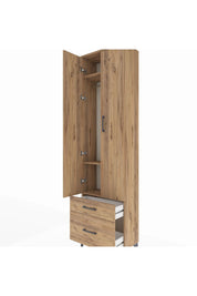 Arges Dolap 3 Raflı 2 Çekmeceli Tek Askılı 60x30x221 Çam-Çam