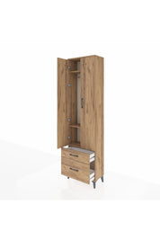 Arges Dolap 3 Raflı 2 Çekmeceli Tek Askılı 60x30x221 Çam-Çam