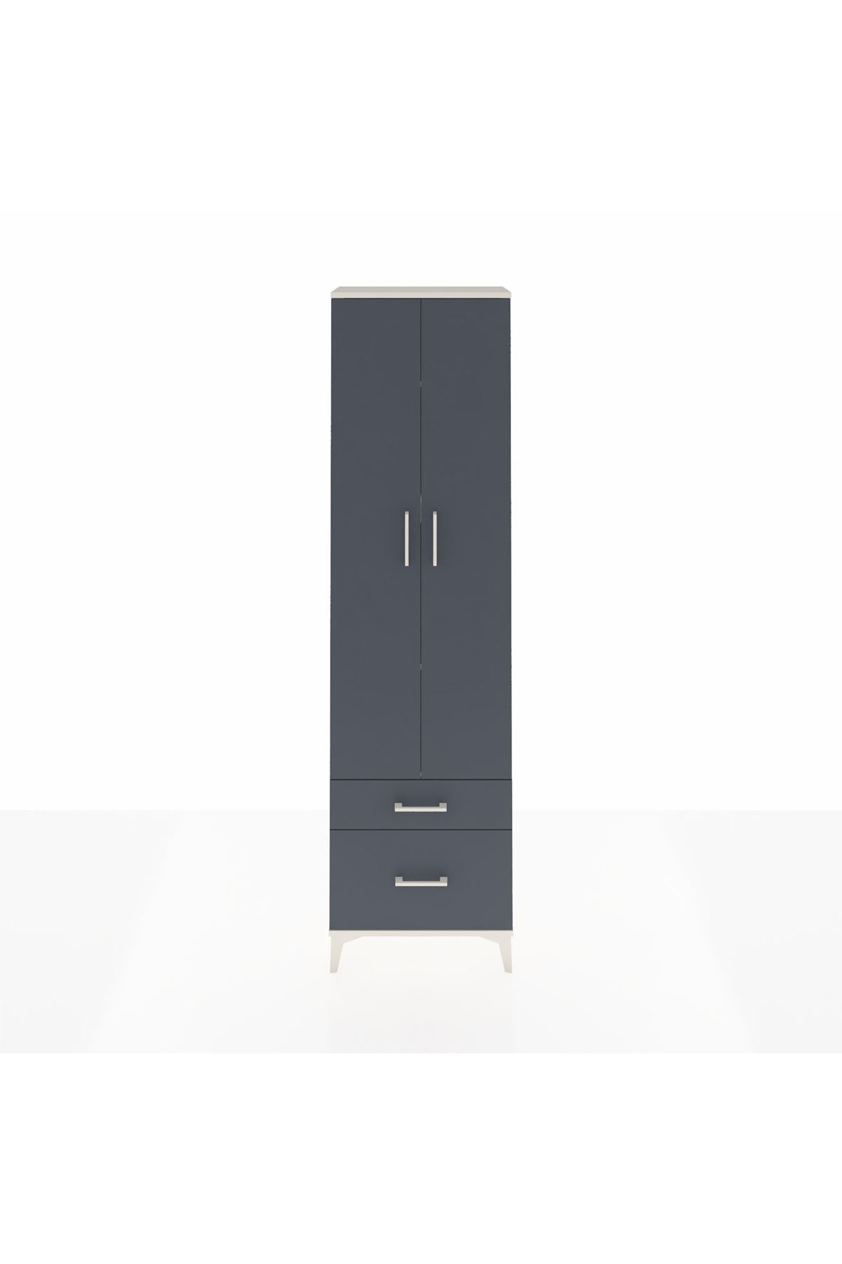 Arges Dolap 4 Raflı 2 Çekmeceli 2 Kapaklı 60x30x221 Aytaşı-Antrasit