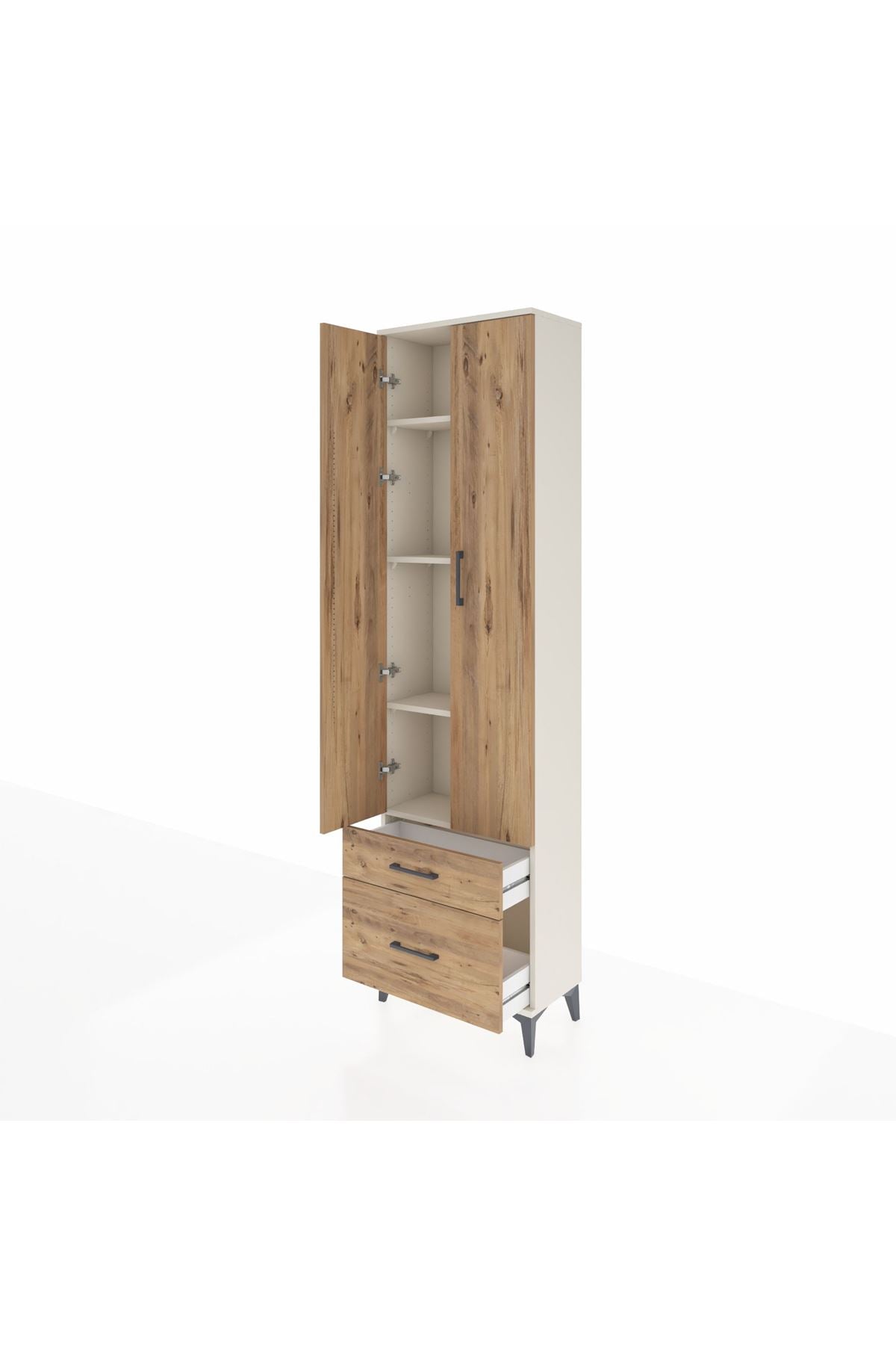 Arges Dolap 4 Raflı 2 Çekmeceli 2 Kapaklı 60x30x221 Aytaşı-Çam