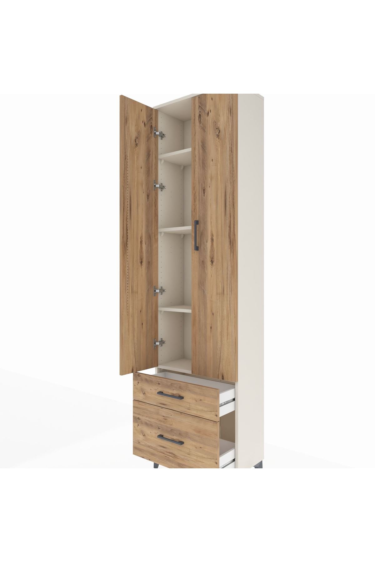 Arges Dolap 4 Raflı 2 Çekmeceli 2 Kapaklı 60x30x221 Aytaşı-Çam