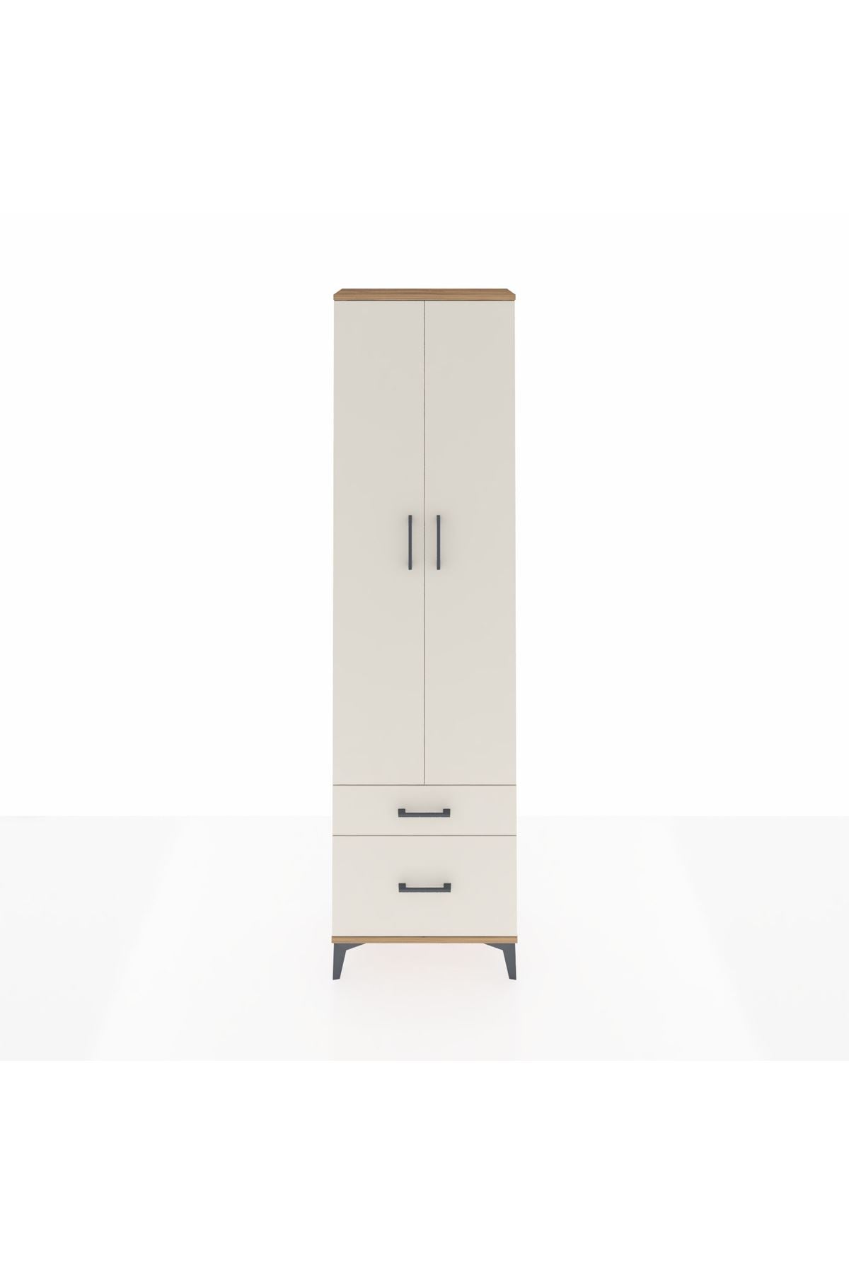 Arges Dolap 4 Raflı 2 Çekmeceli 2 Kapaklı 60x30x221 Çam-Aytaşı