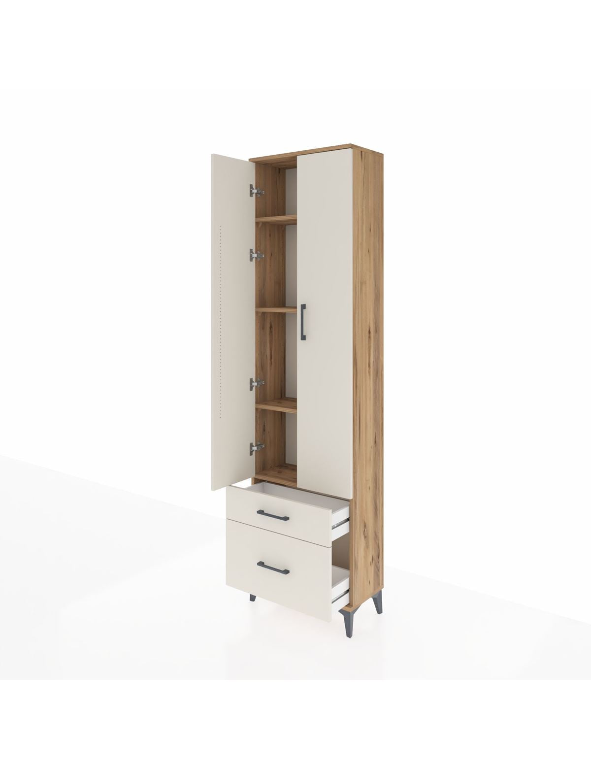 Arges Dolap 4 Raflı 2 Çekmeceli 2 Kapaklı 60x30x221 - S29M019V7A