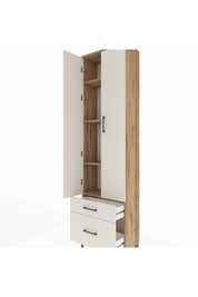 Arges Dolap 4 Raflı 2 Çekmeceli 2 Kapaklı 60x30x221 Çam-Aytaşı