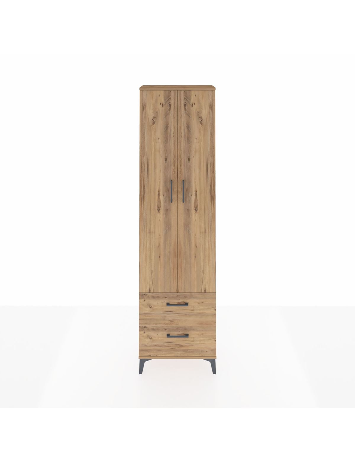 Arges Dolap 4 Raflı 2 Çekmeceli 2 Kapaklı 60x30x221 Çam-Çam