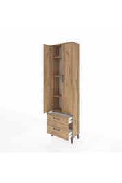 Arges Dolap 4 Raflı 2 Çekmeceli 2 Kapaklı 60x30x221 Çam-Çam